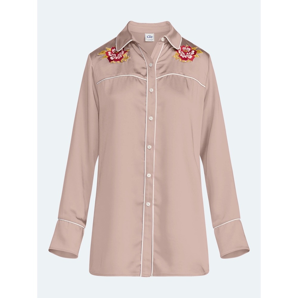 Lee Satin Sleep Shirt Women S Fawn New Floral Embroidered Kacey Musgraves